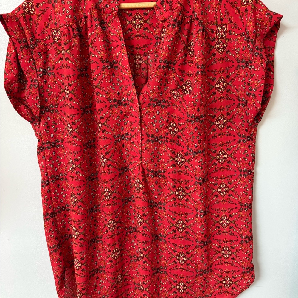 Pleione Red Geometric Women's Blouse